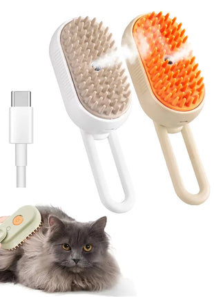 3-in-1 Steam Pet Brush with Massage Function for Effective Grooming and Hair Removal for Dogs and Cats