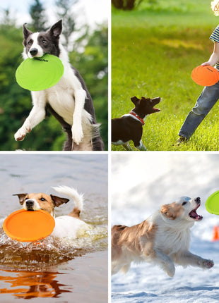 Durable 7-Inch Dog Frisbee Set - 2 Pack Flying Discs in Orange and Green