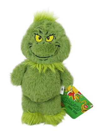 Grinch-Inspired Holiday Plush Dog Toy with Squeaker - Green