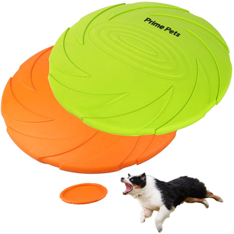 Durable 7-Inch Dog Frisbee Set - 2 Pack Flying Discs in Orange and Green