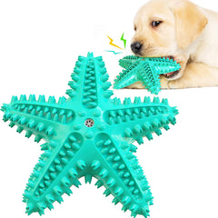 Durable Interactive Dog Toys for Aggressive Chewers - Teething Toothbrush Starfish Design for Small, Medium, and Large Breeds