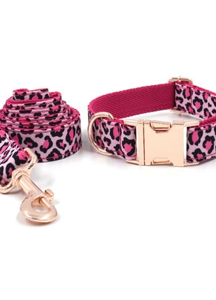 Leopard Rose Gold Pet Collar & Leash