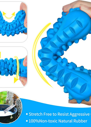 Dog Toys for Aggressive Chewers Large Breed, Durable Dog Bones Squeaky Chew Toy, Nearly Indestructible Dog Toys for Large, Tough Natural Rubber Puppy Chew for Medium Teeth Cleaning