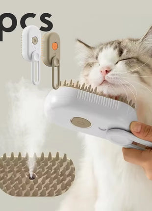 3-in-1 Steam Pet Brush with Massage Function for Effective Grooming and Hair Removal for Dogs and Cats