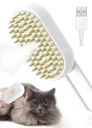 3-in-1 Steam Pet Brush with Massage Function for Effective Grooming and Hair Removal for Dogs and Cats