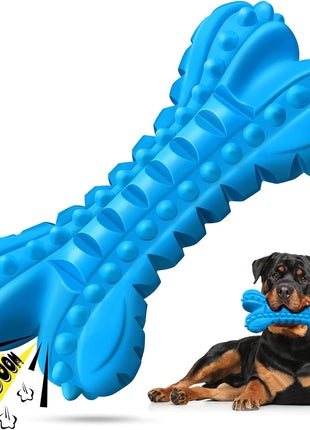 Dog Toys for Aggressive Chewers Large Breed, Durable Dog Bones Squeaky Chew Toy, Nearly Indestructible Dog Toys for Large, Tough Natural Rubber Puppy Chew for Medium Teeth Cleaning