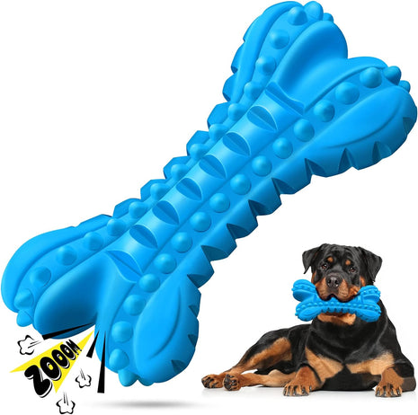 Dog Toys for Aggressive Chewers Large Breed, Durable Dog Bones Squeaky Chew Toy, Nearly Indestructible Dog Toys for Large, Tough Natural Rubber Puppy Chew for Medium Teeth Cleaning