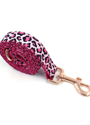 Leopard Rose Gold Pet Collar & Leash