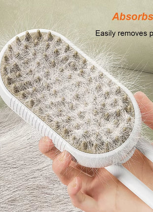 3-in-1 Steam Pet Brush with Massage Function for Effective Grooming and Hair Removal for Dogs and Cats