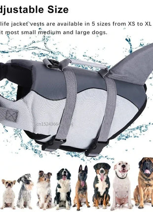 Shark Dog Life Jacket Enhanced Swimming Safety Vest with Handle