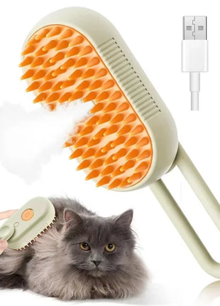 3-in-1 Steam Pet Brush with Massage Function for Effective Grooming and Hair Removal for Dogs and Cats