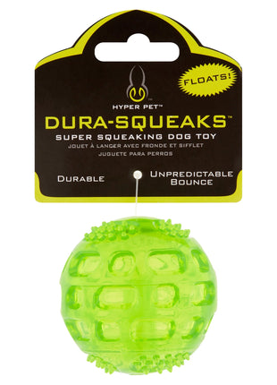 Dura-Squeaks Non-Toxic TPR Bouncing Dog Toy Ball - Durable and Squeaky, Green