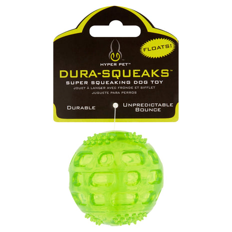 Dura-Squeaks Non-Toxic TPR Bouncing Dog Toy Ball - Durable and Squeaky, Green