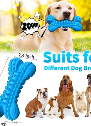 Dog Toys for Aggressive Chewers Large Breed, Durable Dog Bones Squeaky Chew Toy, Nearly Indestructible Dog Toys for Large, Tough Natural Rubber Puppy Chew for Medium Teeth Cleaning