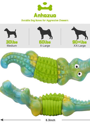 Durable Indestructible Dog Toys for Aggressive Chewers - Bacon Flavor, Green - Ideal for Large Breeds