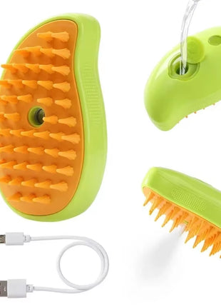 3-in-1 Steam Pet Brush with Massage Function for Effective Grooming and Hair Removal for Dogs and Cats