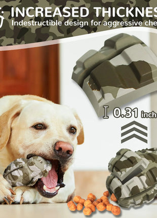 Indestructible Natural Rubber Dog Toys for Aggressive Chewers - Durable Chew, Chase, and Fetch Toys for Large and Medium Dogs (Camo Color)