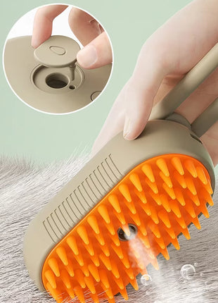 3-in-1 Steam Pet Brush with Massage Function for Effective Grooming and Hair Removal for Dogs and Cats